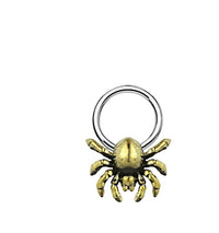 Load image into Gallery viewer, Piercing Klemmkugel Ring Brass Edelstahl Spinne
