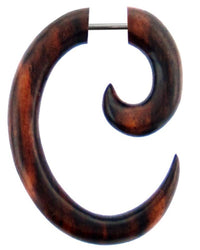 Cargar imagen en el visor de la galería, Ohrringe Holz Fake Piercing Spiralen Edelstahl Dehnschnecken
