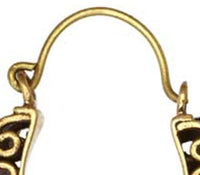 Load image into Gallery viewer, Ohrringe Holz Brass Bügel golden braun dunkelbraun Perlmutt Ohrhänger Schmuck
