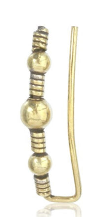 Load image into Gallery viewer, Brass Ohr Klemmen Manschetten Ohrklemme antik golden Messing Ear Climber Kugeln
