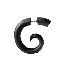 Cargar imagen en el visor de la galería, Ohrringe Holz Fake Piercing Spiralen Edelstahl Dehnschnecken
