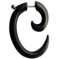 Cargar imagen en el visor de la galería, Ohrringe Holz Fake Piercing Spiralen Edelstahl Dehnschnecken
