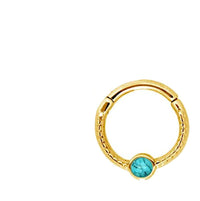 Cargar imagen en el visor de la galería, Klapp Segment Ring Piercing gold rotgold Türkis
