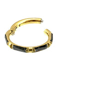Cargar imagen en el visor de la galería, Klapp Segment Ring Piercing rechteckig Kristall schwarz
