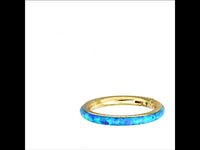 Cargar imagen en el visor de la galería, Klapp Segment Ring Piercing Edelstahl blau Opal unten
