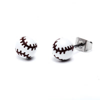 Load image into Gallery viewer, A pair of Ohrstecker Sport Ball rund 6 mm Acryl Unisex Ohrringe, shaped like tennis, football, or basketballs, with durable and nickel-free Edelstahl posts and backings.
