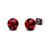 Load image into Gallery viewer, A pair of round 6 mm unisex Sport Ball Ohrstecker made from acrylic with nickelfree stainless steel backs, available in tennis, football, or basketball designs.
