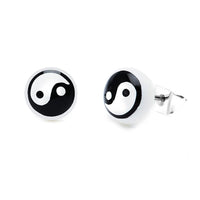 Load image into Gallery viewer, Ohrstecker Halbkugel Yin Yang 8 mm Acryl Unisex Ohrringe Edelstahl nickelfrei zweifarbig
