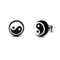 Load image into Gallery viewer, Ohrstecker Halbkugel Yin Yang 8 mm Acryl Unisex Ohrringe Edelstahl nickelfrei zweifarbig
