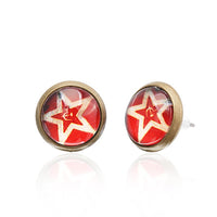 Cargar imagen en el visor de la galería, Brass Ohrstecker Stern Sterne bunt Unisex Ohrringe Edelstahl nickelfrei Kommunismus 12 mm
