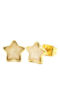 Cargar imagen en el visor de la galería, Brass Ohrstecker Stern gemasert 8 mm bunt gold Emaille nickelfrei Messing
