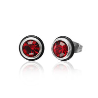 Cargar imagen en el visor de la galería, Brass Ohrstecker silber Gummi Ring Glaskristall facettiert 8mm rund bunt
