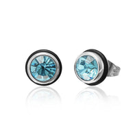 Cargar imagen en el visor de la galería, Brass Ohrstecker silber Gummi Ring Glaskristall facettiert 8mm rund bunt
