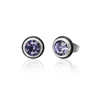 Cargar imagen en el visor de la galería, Brass Ohrstecker silber Gummi Ring Glaskristall facettiert 8mm rund bunt
