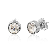 Load image into Gallery viewer, A pair of Brass Ohrstecker silber Glaskristall facettiert 6mm rund bunt hoch stud earrings is shown on a white background.
