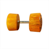 Load image into Gallery viewer, Fake Plug Blutholz Symbol Piercing Edelstahl Holz rot braun Om Blume des Lebens
