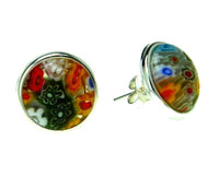 Load image into Gallery viewer, 925 Silber Ohrstecker Muranoglas rund bunt Blümchen - chic - net.de
