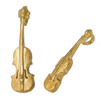 Load image into Gallery viewer, Anhänger mit Öse vergoldet Geige 925 Silber matt 32 mm Goldschmiedearbeit - chic - net.de
