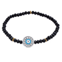 Load image into Gallery viewer, Armband Brass golden Auge der Fatima schwarz blau Zirkonia Ringe verstellbar - chic - net.de
