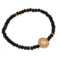 Cargar imagen en el visor de la galería, Armband Brass golden Auge der Fatima schwarz mint Zirkonia Ringe verstellbar - chic - net.de
