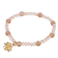 Load image into Gallery viewer, Armband Brass golden Emaille weiß braun Rosenperlen Schirm Kristalle verstellbar - chic - net.de
