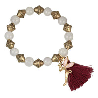 Load image into Gallery viewer, Armband Brass golden lila Quaste grau Perlen Charm Elfe verstellbar - chic - net.de

