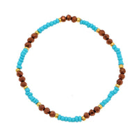 Load image into Gallery viewer, Armband Brass golden türkis Perlen braun Kristalle facettiert verstellbar - chic - net.de
