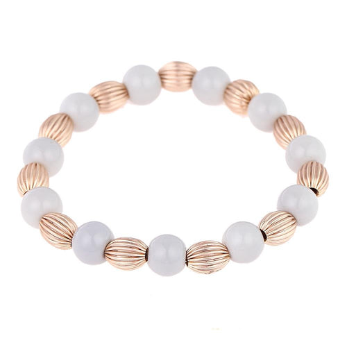 Armband Brass goldene Rillenperlen graue Perlen verstellbar - chic - net.de