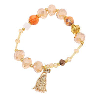 Load image into Gallery viewer, Armband golden Stein Kristall Brass Perlen orange weiß Stern Quaste verstellbar - chic - net.de
