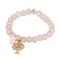 Load image into Gallery viewer, Armband Kristall Style Perlen weiß Glitzerkugel rosa Rose Baum Brass verstellbar - chic - net.de
