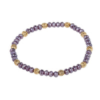 Load image into Gallery viewer, Armband Perlen facettiert lila schimmernd Brass Kugel verstellbar - chic - net.de
