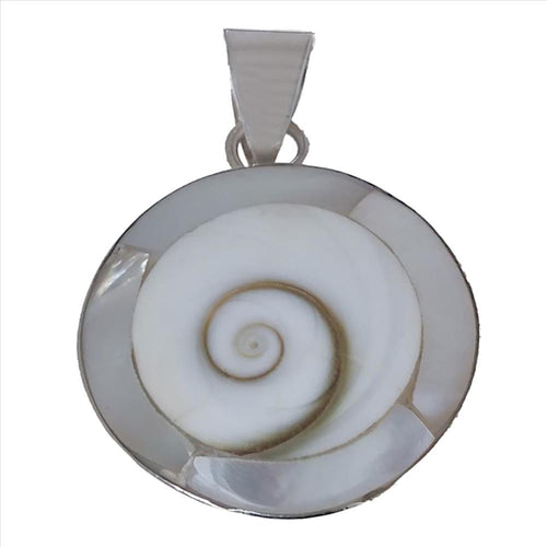 Approximately 2.6cm in diameter, silver Shiva eye pendant, mother-of-pearl, 925 sterling silver