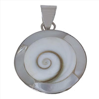 Load image into Gallery viewer, Rund ca. 2,6cm Ø Silberanhänger Shiva Auge eye Anhänger Perlmutt 925er Sterlingsilber
