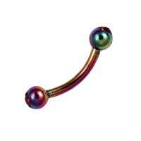 Cargar imagen en el visor de la galería, Banane Curved Barbell Piercing mit Kugeln Regenbogen Farben aus Edelstahl mit Glitzerstein - chic - net.de
