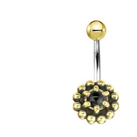 Cargar imagen en el visor de la galería, Bauchnabel Piercing Brass Edelstahl Punkteblume Stein - chic - net.de
