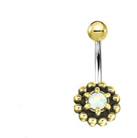 Cargar imagen en el visor de la galería, Bauchnabel Piercing Brass Edelstahl Punkteblume Stein - chic - net.de
