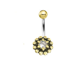 Cargar imagen en el visor de la galería, Bauchnabel Piercing Brass Edelstahl Punkteblume Stein - chic - net.de
