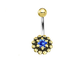 Cargar imagen en el visor de la galería, Bauchnabel Piercing Brass Edelstahl Punkteblume Stein - chic - net.de
