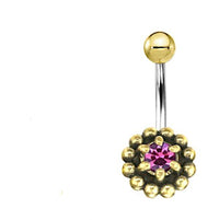 Cargar imagen en el visor de la galería, Bauchnabel Piercing Brass Edelstahl Punkteblume Stein - chic - net.de
