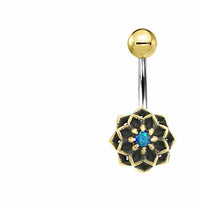Cargar imagen en el visor de la galería, Bauchnabel Piercing Brass Edelstahl Stern Blume Stein - chic - net.de

