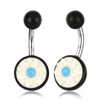 Load image into Gallery viewer, Bauchnabel Piercing Edelstahl Arangholz Bone Blume - chic - net.de
