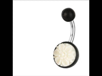 Load image into Gallery viewer, Bauchnabel Piercing Edelstahl Arangholz Bone Blume - chic - net.de
