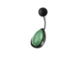 Cargar imagen en el visor de la galería, Bauchnabel Piercing Edelstahl Holz Stein Tropfen Träne - chic - net.de
