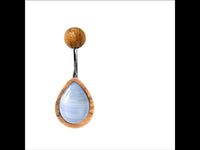 Cargar imagen en el visor de la galería, Bauchnabel Piercing Edelstahl Holz Stein Tropfen Träne - chic - net.de
