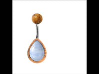 Cargar imagen en el visor de la galería, Bauchnabel Piercing Edelstahl Holz Stein Tropfen Träne - chic - net.de
