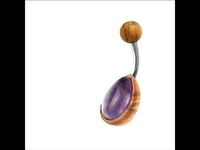 Cargar imagen en el visor de la galería, Bauchnabel Piercing Edelstahl Holz Stein Tropfen Träne - chic - net.de
