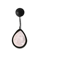 Cargar imagen en el visor de la galería, Bauchnabel Piercing Edelstahl Holz Stein Tropfen Träne - chic - net.de
