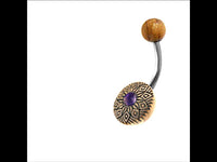 Load image into Gallery viewer, Bauchnabel Piercing Edelstahl Olivenholz 1.6x9.5 Blume - chic - net.de
