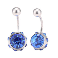 Load image into Gallery viewer, Bauchnabelpiercing Bananapiercing Edelstahl blauer Zirkonia Stein 2 Kugeln - chic - net.de
