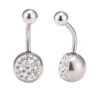 Cargar imagen en el visor de la galería, Bauchnabelpiercing Bananapiercing Edelstahl Zirkonia weiß Steine 2 Kugeln - chic - net.de
